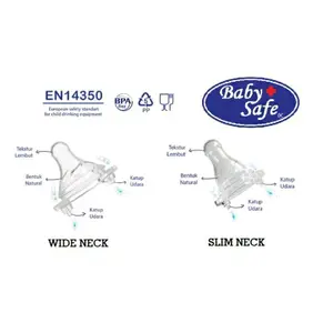 Baby Safe Dot Nipple Slim Neck / Wide Neck Isi 2 Size S / M / L / XL