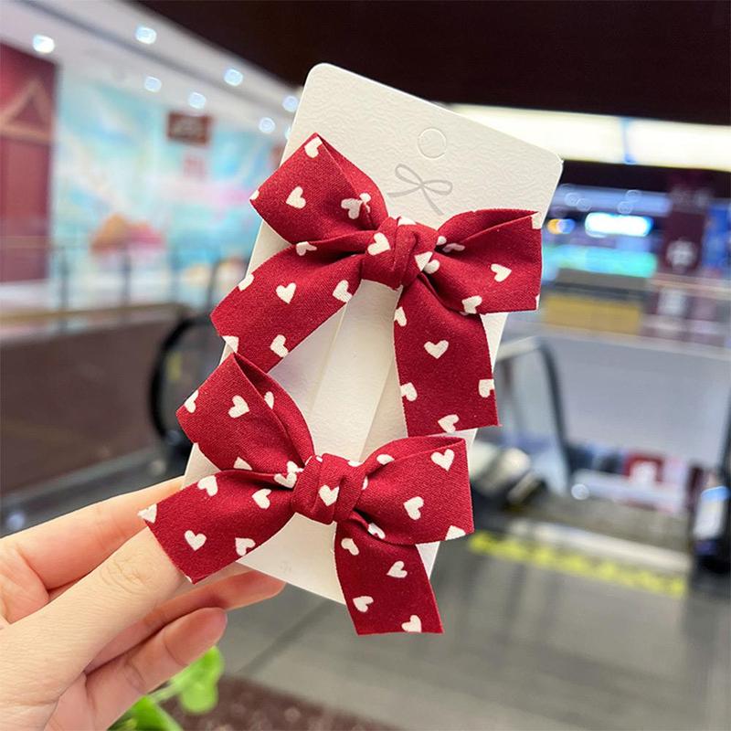 Product Introduction of 2PCS Cute Korean Girls Hairpins Cartoon Lovely Baby Barrettes Red Bow Princess Duckbill Clip 9