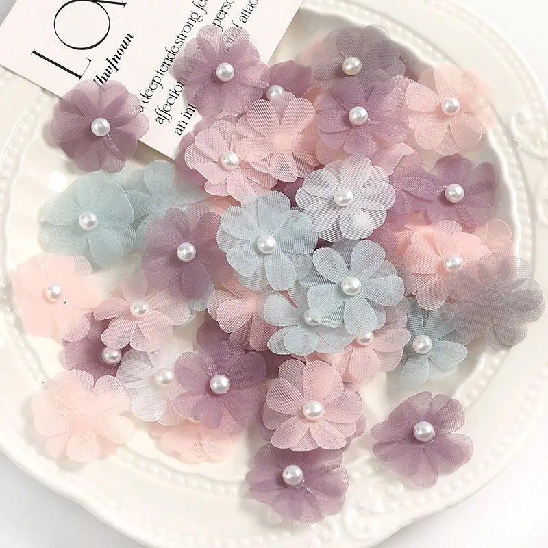 Hoa Đính Cườm Hai Lớp, Hoa Ngọc Trai Ba Chiều Organza, Hoa Trang Trí Tự Làm, Thích Hợp Cho Váy Cưới Và Mũ, Thiết Kế Thanh Lịch