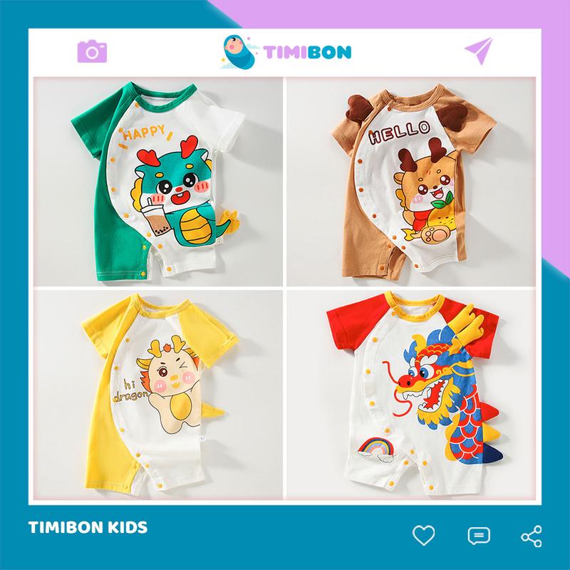 Bodysuit Cộc Tay Cho Bé Body Đùi Cotton Hình Rồng Mẫu Quần Áo Trẻ Em Liền Thân [BDC46]