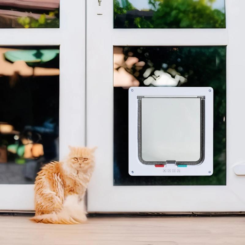 Product Introduction of Trap DoorSmart Pet Door 4 Way Lock Security Flap Sliding Door Controllable Switch Cat Puppy Safety Gate Dog Kitten Flap Door Pet Supplies 11