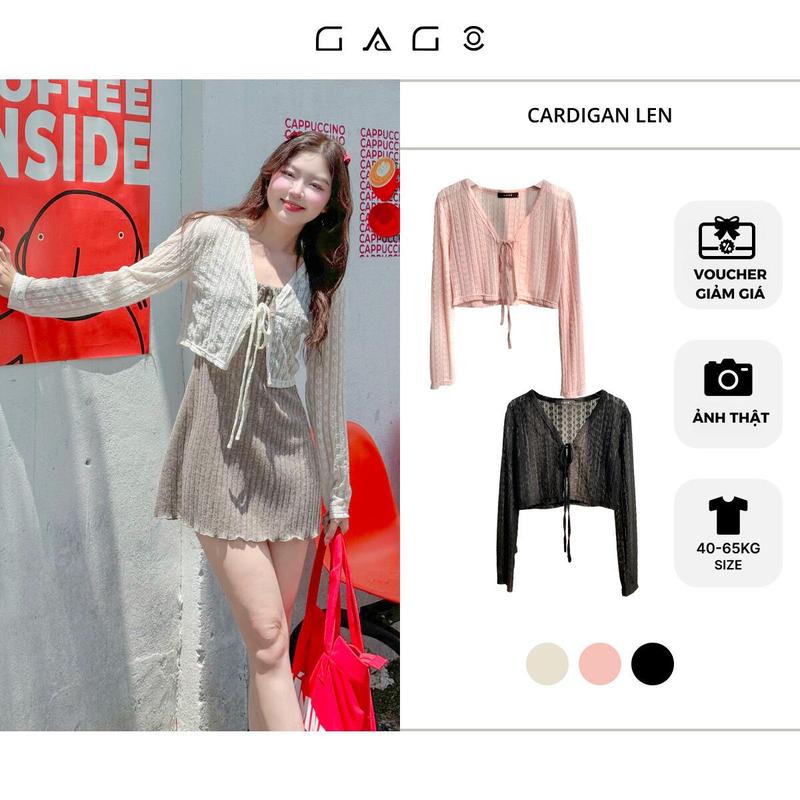 Áo Khoác Cardigan GAGO Brand thun ren nữ phù hợp mùa hè đi biển mùa thu đi đà lạt dáng croptop Women Kem Jacket thudong