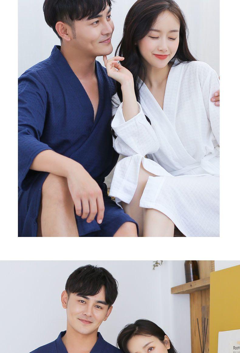 Product Introduction of [HTK 1189 People] Nightgown Women's Summer Thin Bathrobe Water-Absorbing Quick-Drying Couple Bathrobe Men's 100.00kg Mid-Length Plump Girls Pajamas plus Size 26