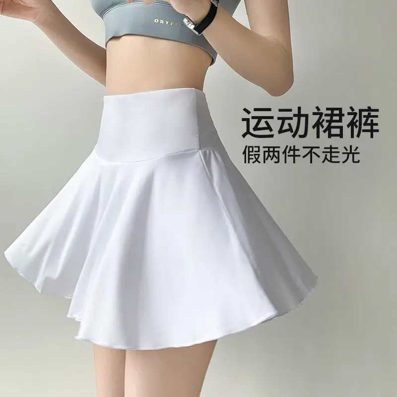 Sports Short Skirt Women's Anti-Exposure Loose Large Size Badminton Tennis Skirt Running Fitness Yoga Skirt