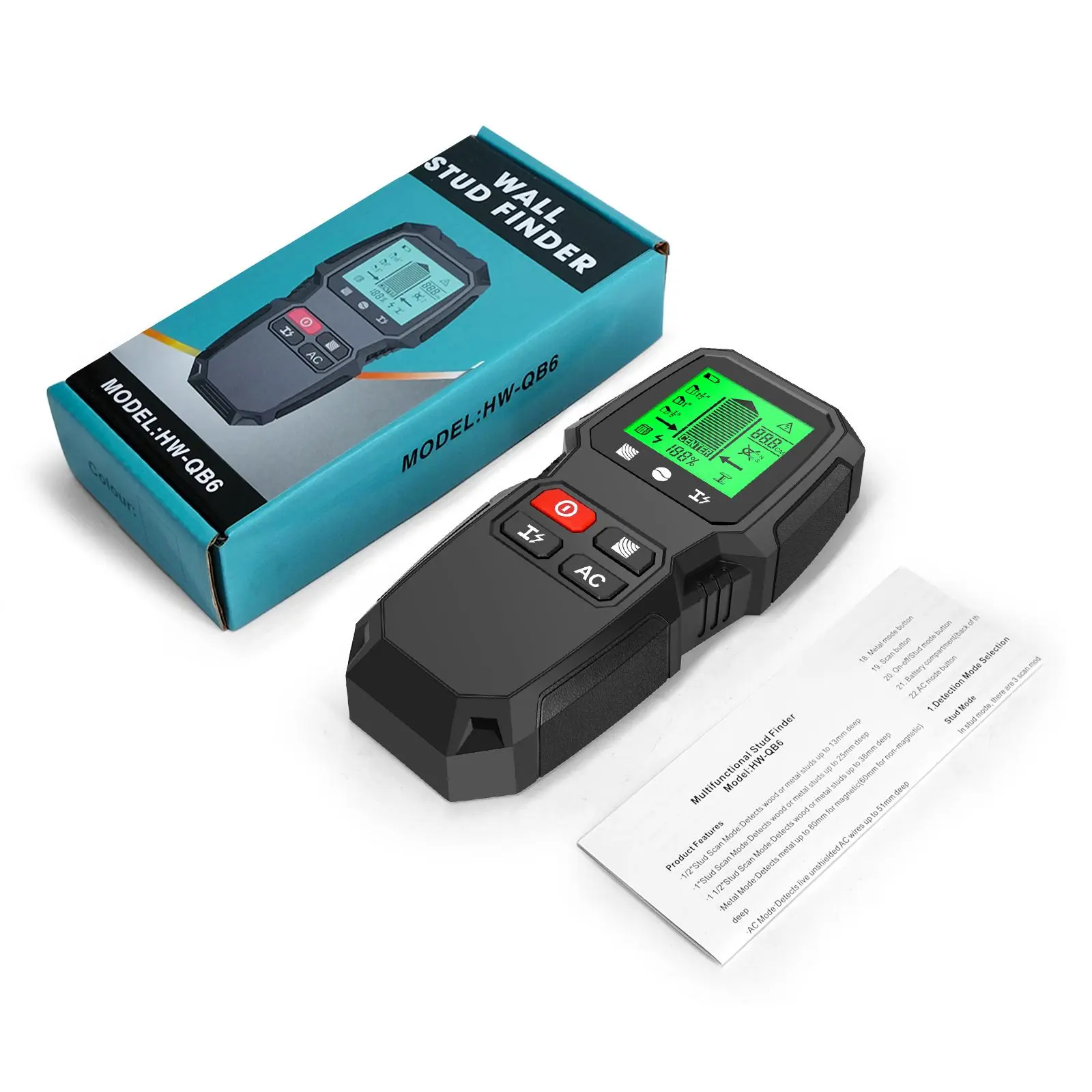 7-in-1 LCD Electronic Detector, High Sensitivity Wall Stud Sensor Test Tool, Detector for Wood AC Wire, Studs Cables