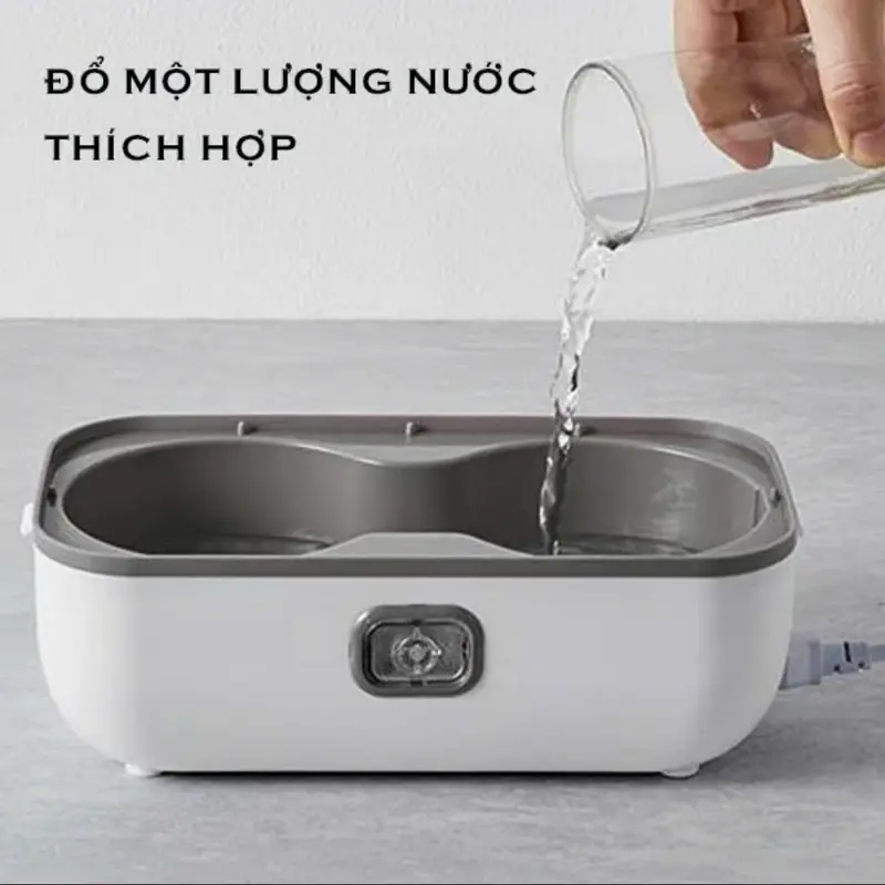 Hộp cơm cắm điện văn phòng 2 tầng 4 bát inox giữ nhiệt, hâm nóng và tự nấu chín nhỏ gọn tiện lợi 5