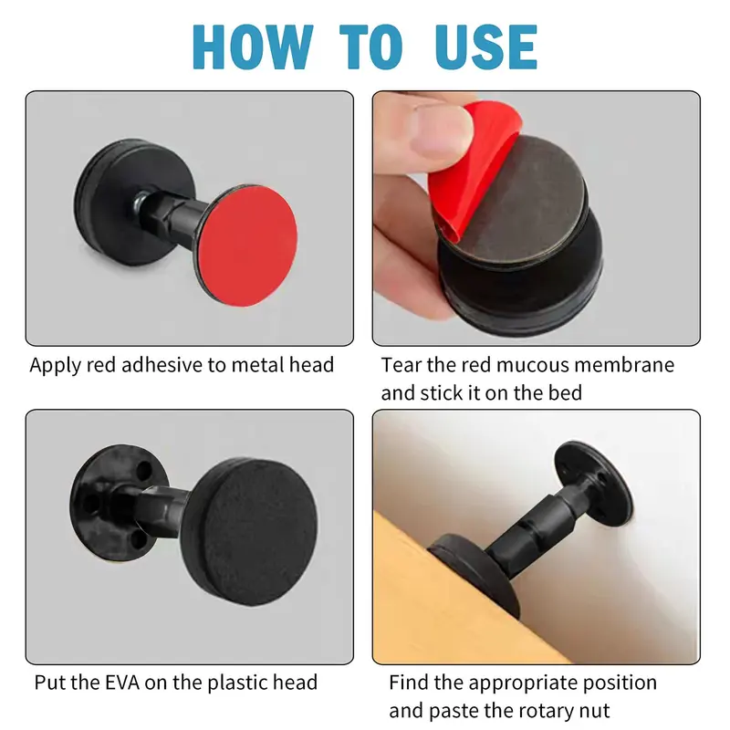 Adjustable Threaded Bed Frame Anti-Shake Tool, Self-adhesive Headboard Stopper, Furniture Hardware for Beds Cabinets Sofas 2
