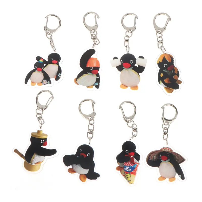 Pinguin Cute Cartoon Acrylic Doll Keychain Kawaii Toy Backpack Pendant Schoolbag Decoration Funny Key Ring Gift