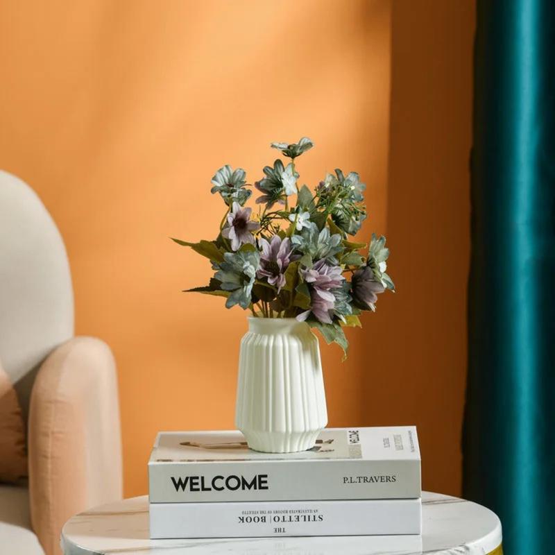Product Introduction of New Plastic Flower Vase Imitation Ceramic Nordic Style Flower Pot Imitation Glaze Process Modern Flower Arrangement Home Decoration 14
