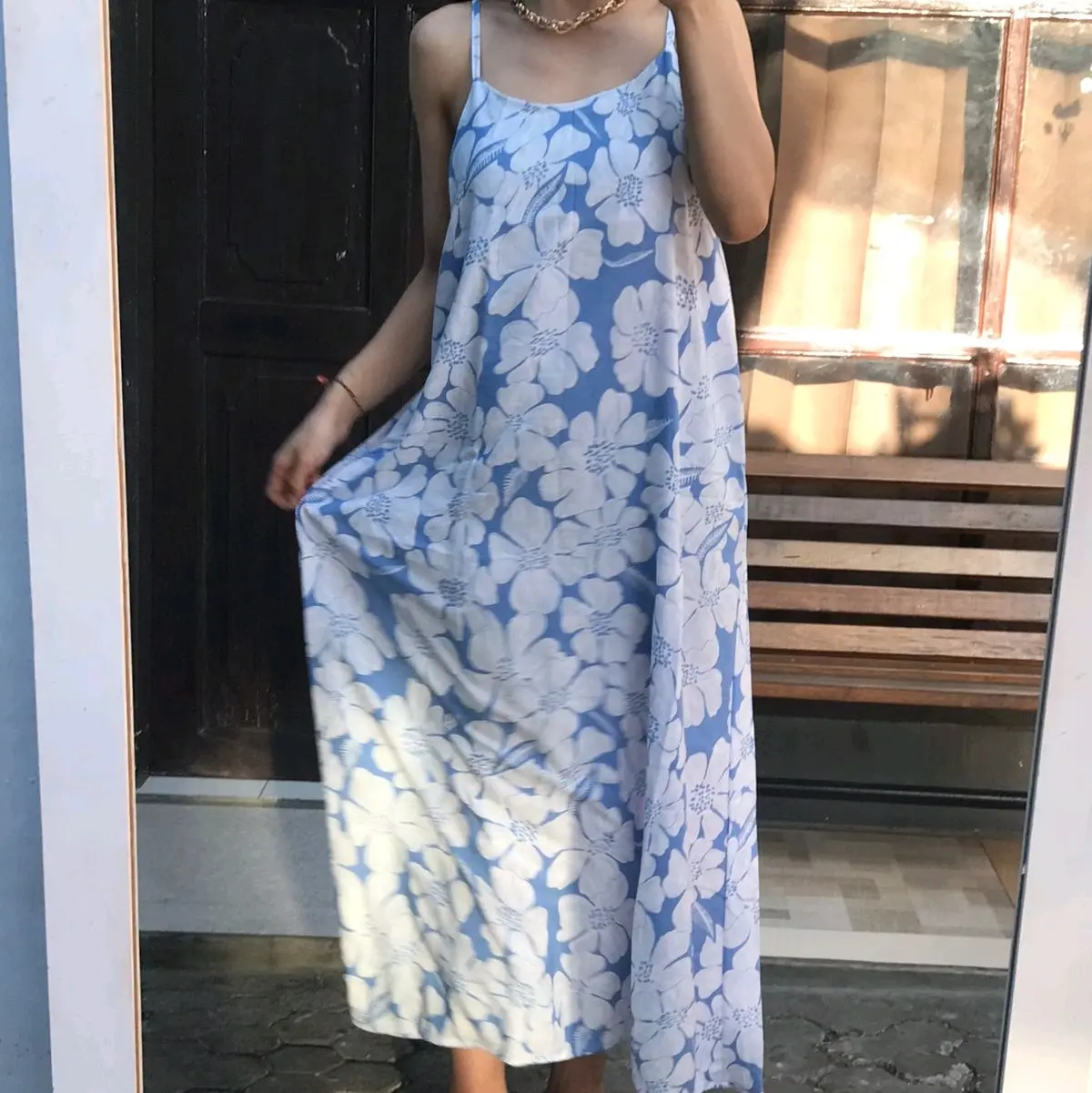 CANTIKA DRESS SEKSI TALI SERUT BELAKANG Santai V-Neck Boat Neck A-Line Slim-fitting Polos Bunga Jalan Manis Liburan Casual Maxi Wanita Panjang Midi