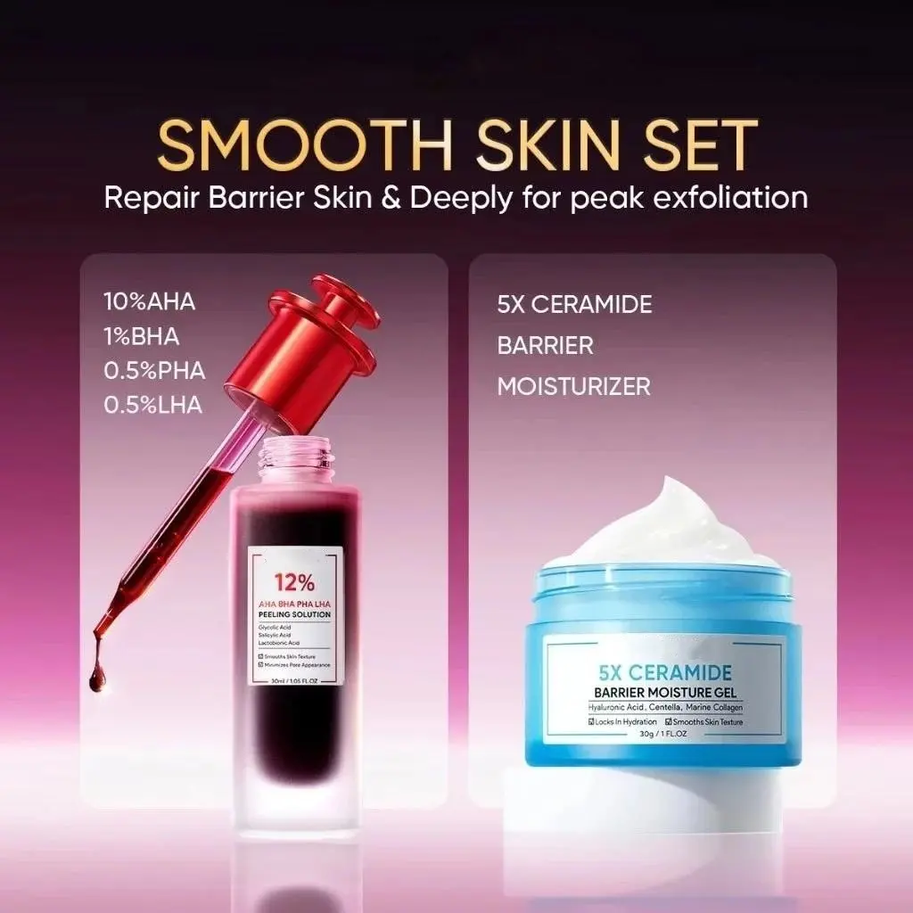 [New Launch]  - 2pcs Paket-Skincare Set|Acid Peeling Solution Serum 30ml + 5X Ceramide Barrier Moisturizer Gel