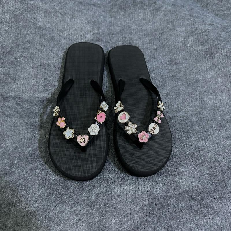 Dép xỏ ngón charm ngẫu nhiên TRẮNG HỒNG-ĐEN HỒNG-TRẮNG ĐEN-MIN sang chảnh DéP Nữ 6