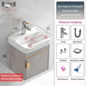 PROMO Set Westafel Kamar Mandi (43/50cm) Aluminium (Bathroom Cabinet)Wastafel Cabinet Kabinet Wastafel Kamar Mandi Kabinet Kamar Mandi Westafel Cuci Tangan Meja Wastafel Kamar Mandi Wastafel Cuci Tangan Set