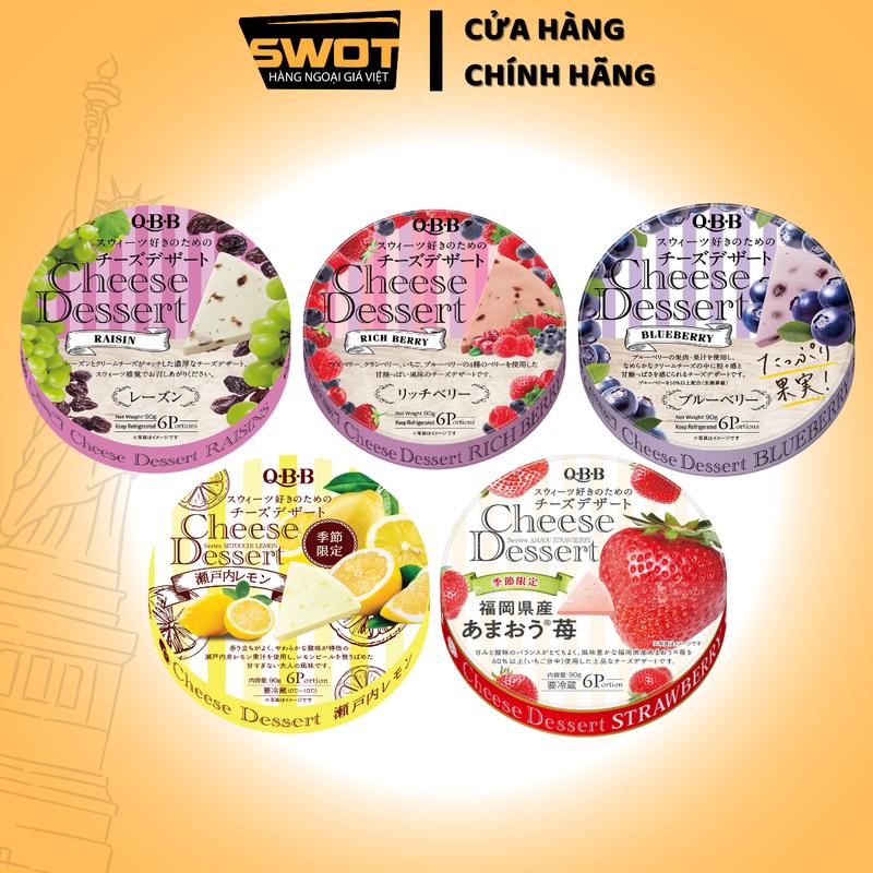 COMBO 5 hộp phô mai QBB của Nhật 90g (Nho, mâm xôi, việt quất, chanh, dâu), Phô mai vị trái cây thơm ngon, phomai traicay dinh dưỡng chính hãng Nhật Bản- SWOT