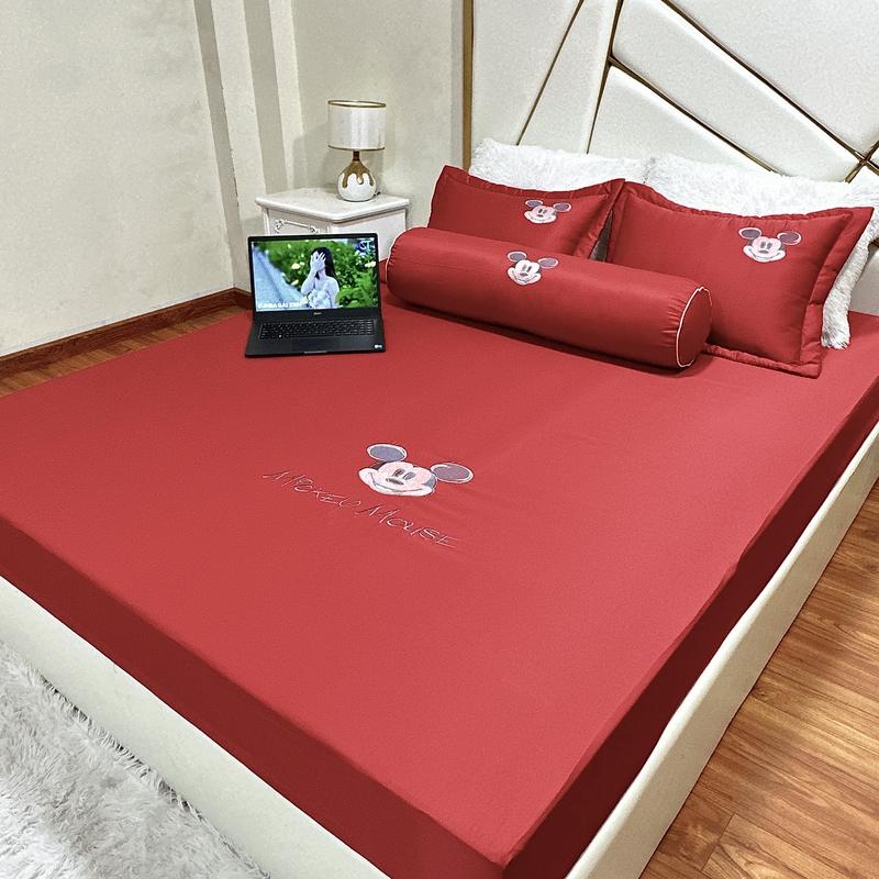 Bộ ga gối bo chun phi lụa đơn sắc mềm mịn, ga chun ga trải giường cao cấpmàu sắc , full size,  mát.