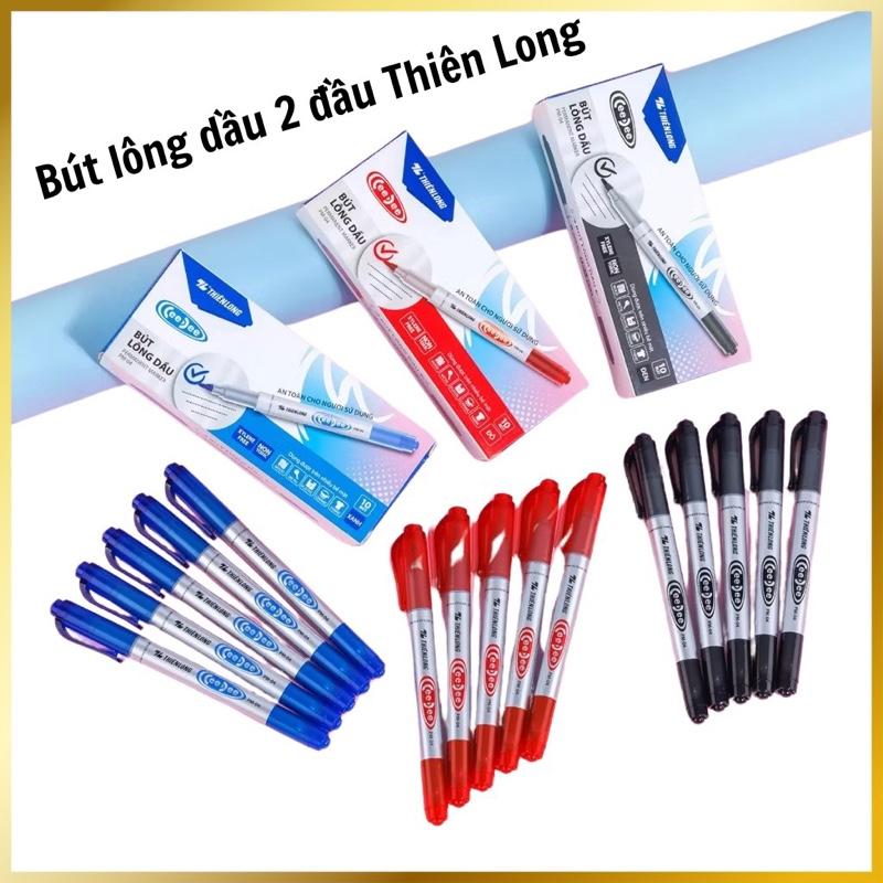 (Combo) 30 bút lông dầu Thiên Long 2 đầu, bám dính tốt trên các vật liệu, dùng viết bảng, ghi mã đơn hàng