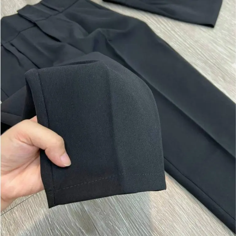 Quần Tây Nữ Lưng Cao Công Sở 3 Nút Cài Vải Tuyết Mưa Mềm Mặc Đi Học Đi Làm Đi Chơi Công Sở Ong Women Denim Pants Baggy 4