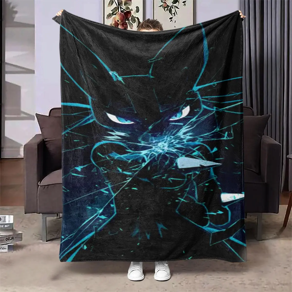 Cartoon Cat Pattern Blanket, 1 Count Soft Warm Throw Blanket, Air-conditioned Room Blanket, Warm Nap Blanket for Home Office Travel Camping