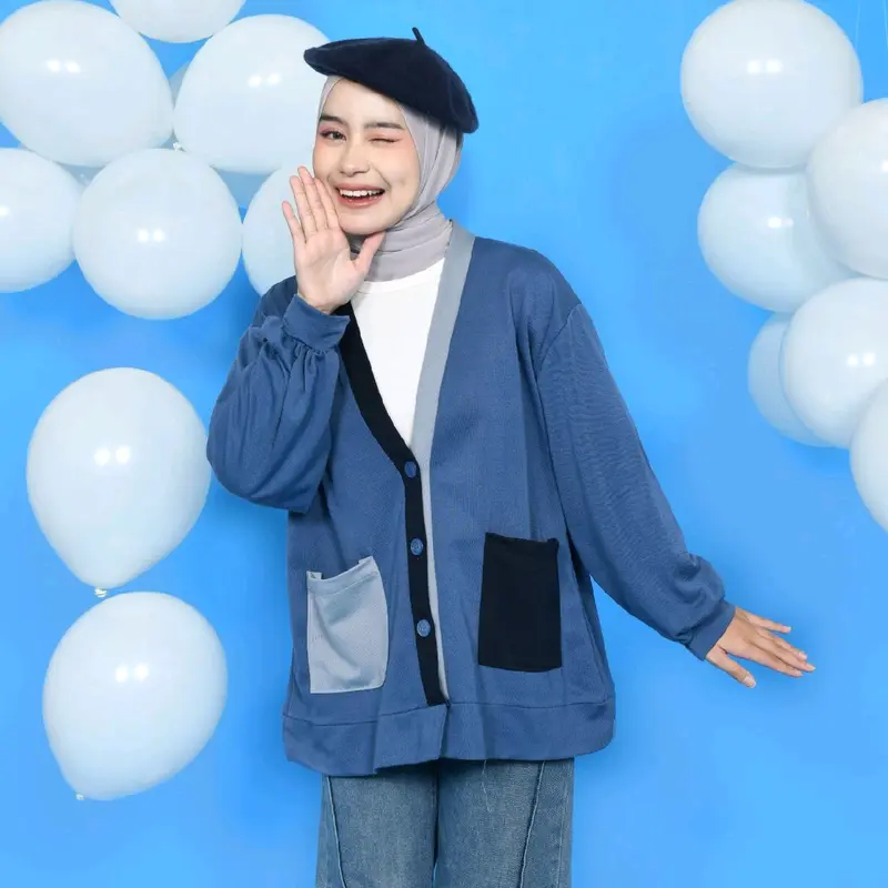 MYBAMUS X TITAHARR TITA COLORBLOCK CARDI - OUTER KANCING - CARDIGAN KOREA STYLE Cewek 1