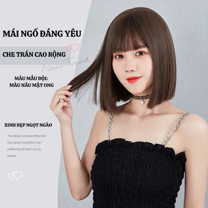 Tóc giả ngắn toàn bộ - Chịu nhiệt dài 30cm (có lưới) Tóc giả nữ
