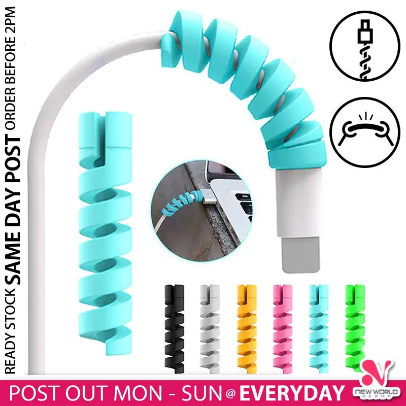 ( ANTI CRACKING ) Anti-breaking USB Cable Charger Earphone Handsfree Protector Wire Data Spiral Protective Cover Pelindung Kabel