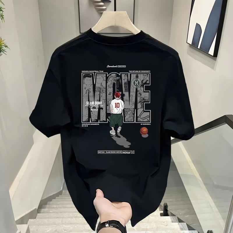 Product Introduction of 2024 Summer New Loose T-Shirt Trendy Printed Boys' Fashion Trendy Couple Comfortable Half Sleeve T-Shirt Casual Men'S Style Fabric Menswear Polyester Streetwear Top 20