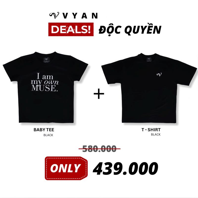 COMBO: Áo Thun Tay Lỡ Unisex DO YOU JUDGE ME BY MY SIZE + Áo Thun Baby Tee Unisex I AM MY OWN MUSE BABY TEE 100% Cotton 4 chiều - VYAN Brand Chính Hãng Top Cổ Tròn Nữ Women Thông thường 0