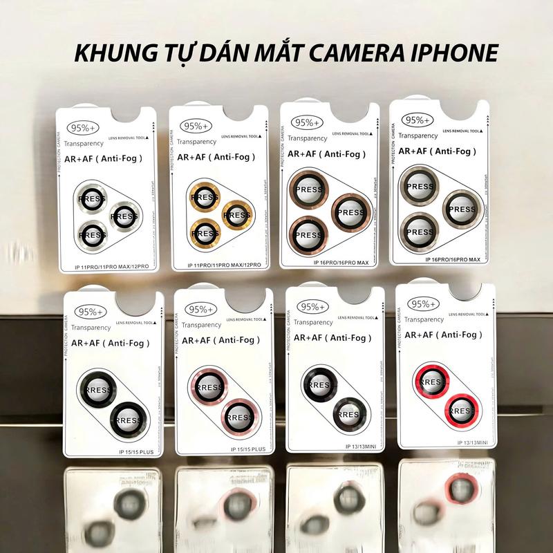 1 Bộ dán bảo vệ 3 mắt kính camera bằng kim loại chống xước camera Iphone 11/12/13/14/15/16/17/18/Pro/Max/Promax