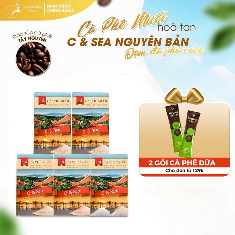 Combo 5 Hộp Cà Phê Muối C& Sea Chuẩn Vị Huế, cà phê , cà phê hòa tan tiện lợi, Le Plateau Coffee Cafe