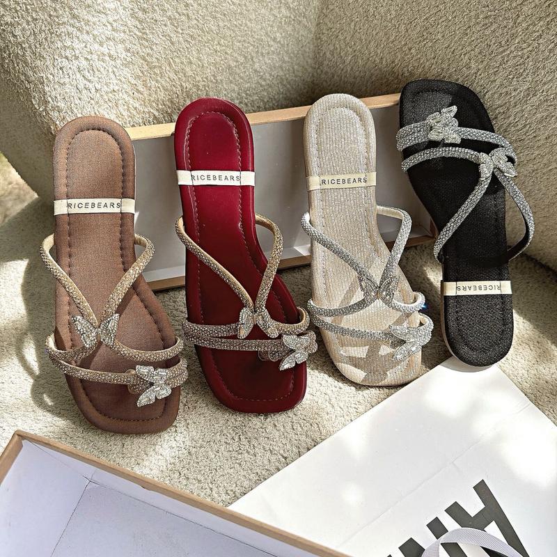 Gạo.Shoes - (XẢ HÀNG CUỐI NĂM) Dép Lê Nữ Dây Đá Xỏ Ngón, 2 Khoá Bướm Cao Cấp, Đế Chống Trơn Trượt. DéP GiàY
