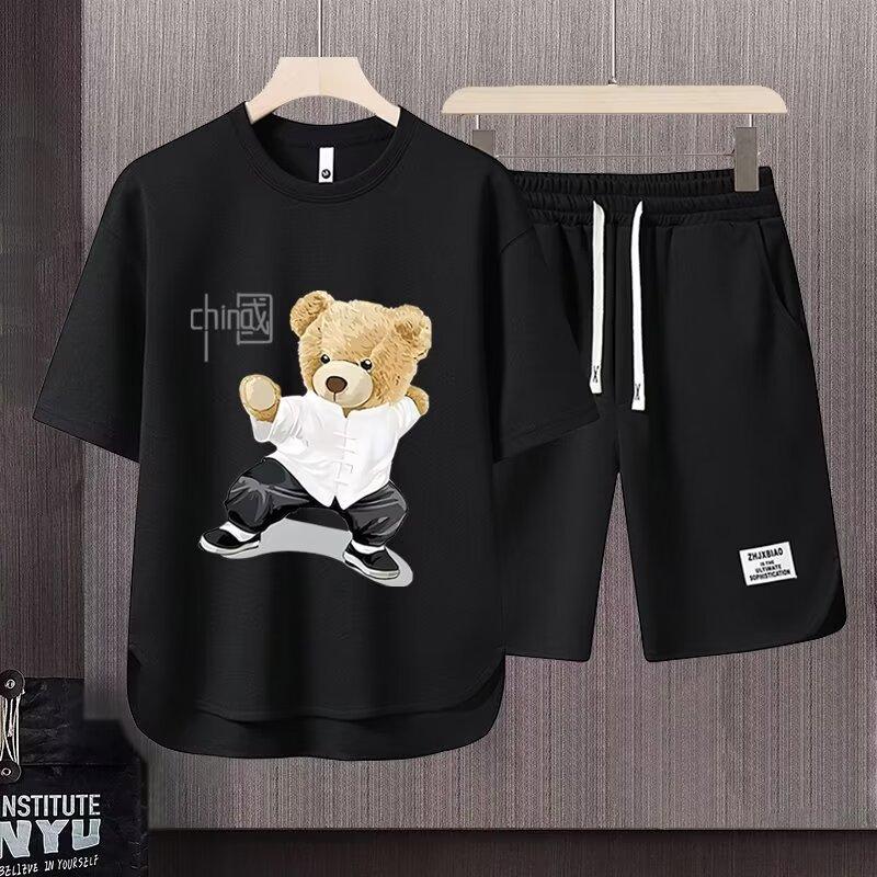 Sportswear Suit Men's Summer Short-Sleeved T-shirt Basketball Jersey Casual Shorts Two-Piece Korean Style Trendy 2025 1