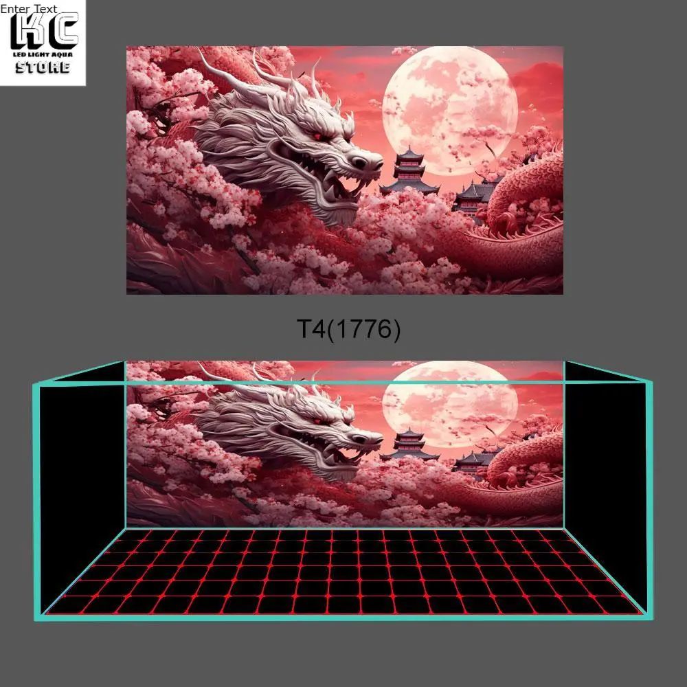 Tranh dán hồ cá 3D Decal mẫu rồng đêm  sang trọng - Sắc Nét , chất lượng cao