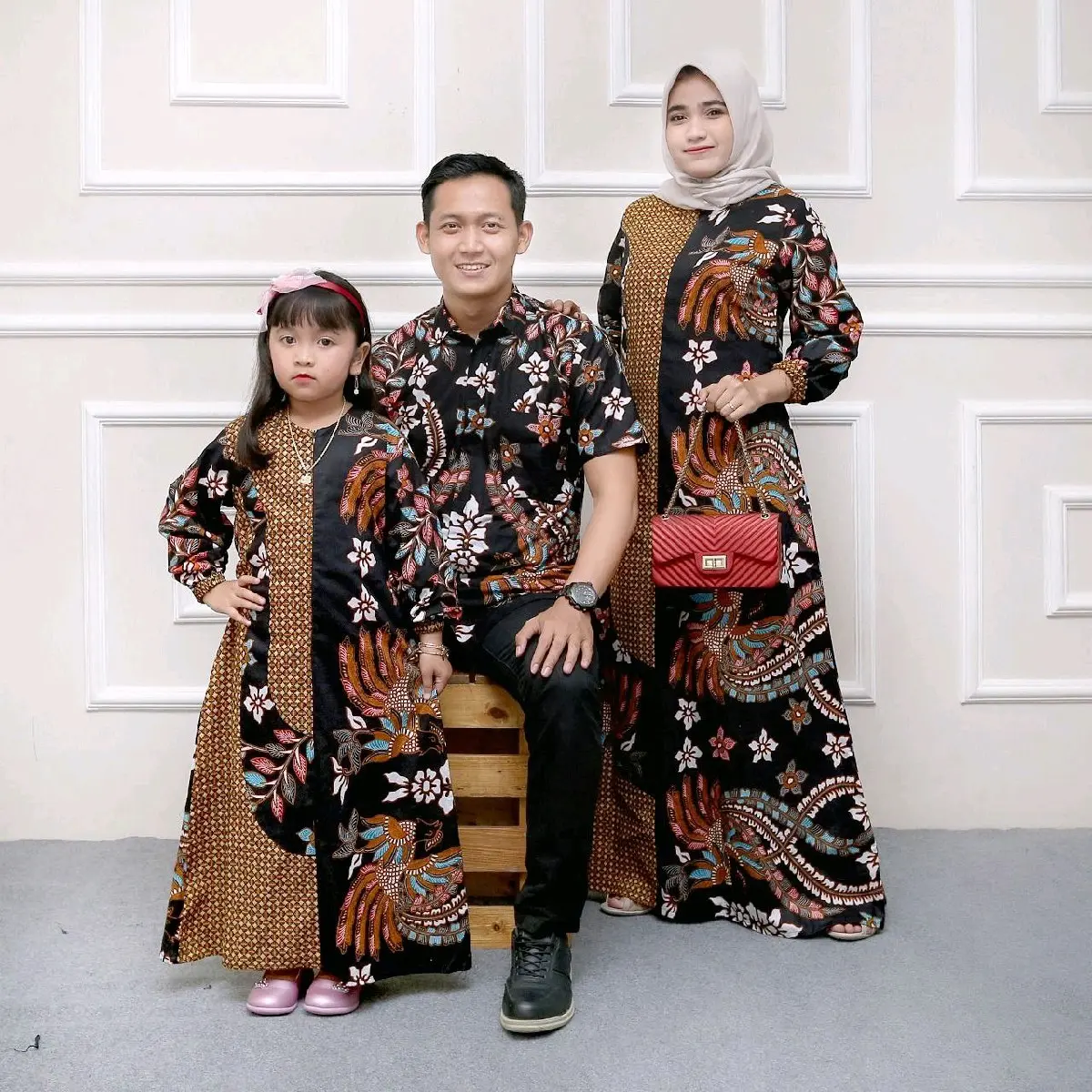 Copel keluarga|copel kembang warna|copel gamis S|copel full Katun Batik Keluarga