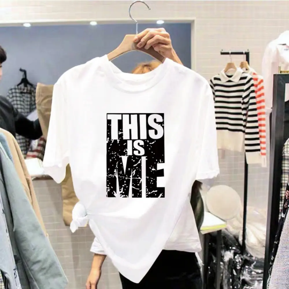 Unisex T Shirt for Women Korean Fashion Loose Teen Tops Printed Graphic Casual Short-sleeved O304m