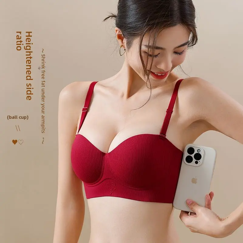 Half Cup Bra Women's Traceless Ventilation Small Chest Push up Large Lifting Breast Holding Anti-Sagging Underwired Bra