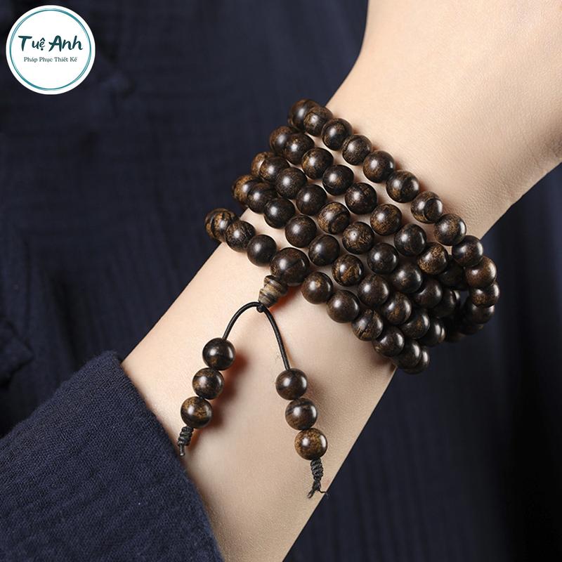 [TRI ÂN KHÁCH HÀNG 01] Chuỗi vòng 108 hạt gỗ mân côi 6mm mix đuôi công vòng phong thủy, cầu nguyện bình an, hạnh phúc Phụ Kiện Nam