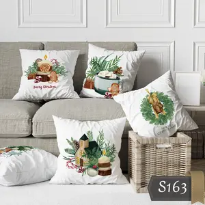 Sarung bantal sofa kursi S163 Motif Natal Merry Chrtistmas Sarung Bantal Sofa Bermotif Minimalis dan Aesthetic halus adem ukuran 40x40 30x30 best seller minimalis bermotif print set velvet premium lembut mewah Gratis Ongkir COD promo