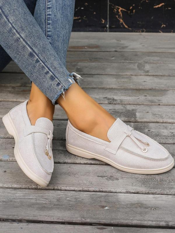 Women's Fashionable Solid Color Knot Design Slip-on Loafers, Elegant Lightweight Flat Loafers for Daily Life, Casual Comfortable Breathable Imitation Suede Shoes 5