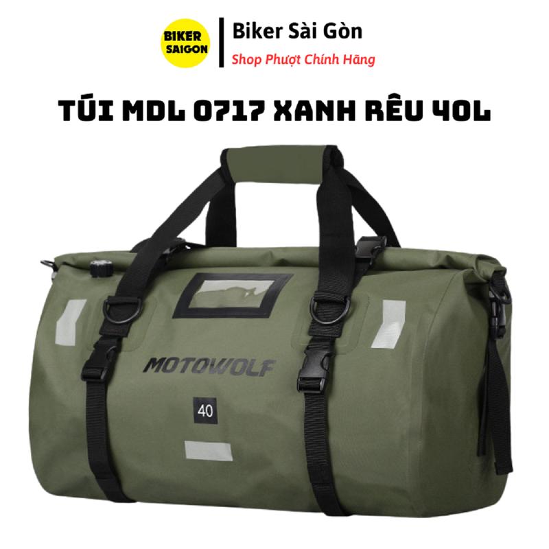 Túi Trống Chống Nước Du Lịch Thể Thao Phản Quang MOTOWOLF MDL0717 Xanh Rêu Size 40L