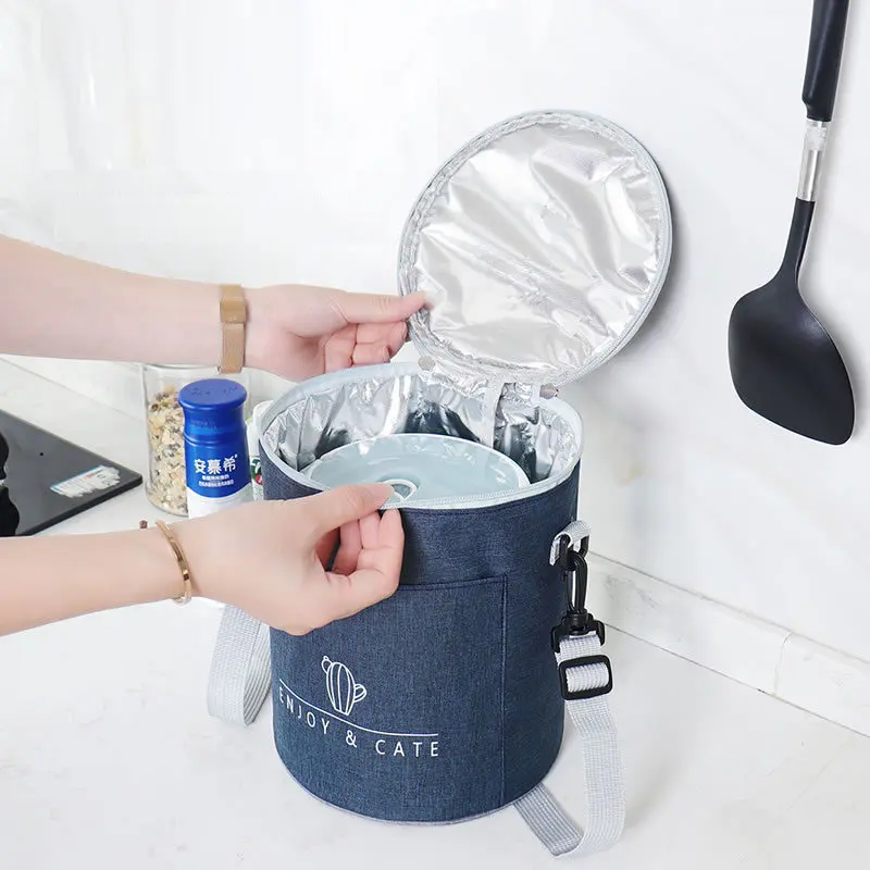 Túi đựng hộp cơm giữ nhiệt hình trụ, đựng hộp cơm cắm điện, chống sốc, chống thấm nước 3