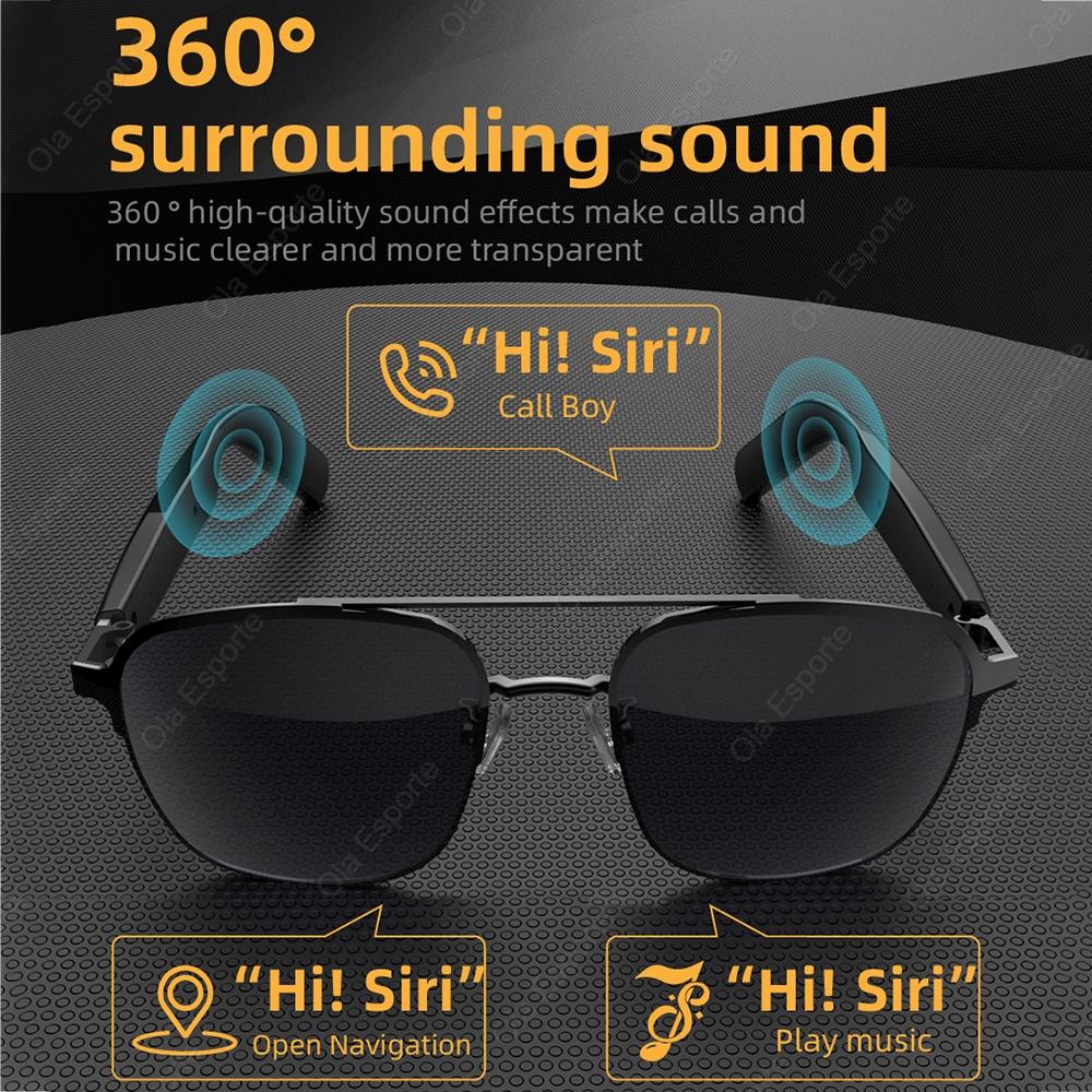 SG11pro Bluetooth Smart Glasses Audio Music Calls Anti-blue Light UV400 Polarized Lens Men Wireless Smart Sunglasses Headphones - Image 4