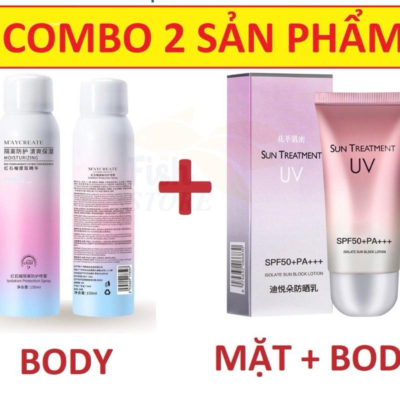 Combo Xịt chống nắng cho da mặt và body nội địa trung