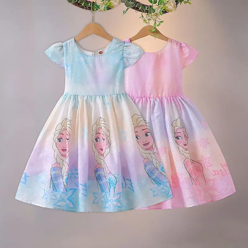 Váy Bé Gái, Phong Cách Công Chúa Elsa, Nhẹ, Váy Mùa Hè, Thời Trang, Đầy Màu Sắc, Dành Cho Trẻ Em, Váy ngắn Tay, Thích Hợp Cho Năm 2024, Chủ Đề Frozen