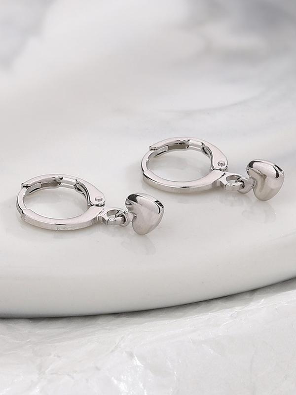 Tiny Mini Women's Elegant Trendy Heart Shaped Dangle Earrings, Heart Decor Drop Earrings, Simple Style Plain Color Dangle Earrings for Daily Decoration 4