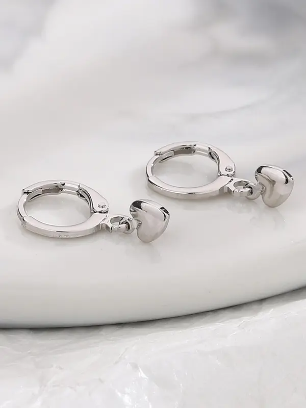 Tiny Mini Women's Elegant Trendy Heart Shaped Dangle Earrings, Heart Decor Drop Earrings, Simple Style Plain Color Dangle Earrings for Daily Decoration 4
