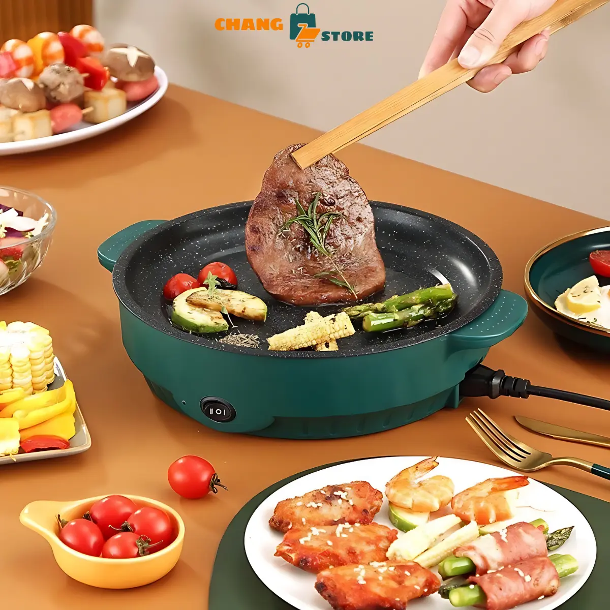 Chảo Nướng Điện Không Khói Đa Năng, Chống Dính Cao Cấp Bếp Nướng Nướng Thịt Bếp Điện
