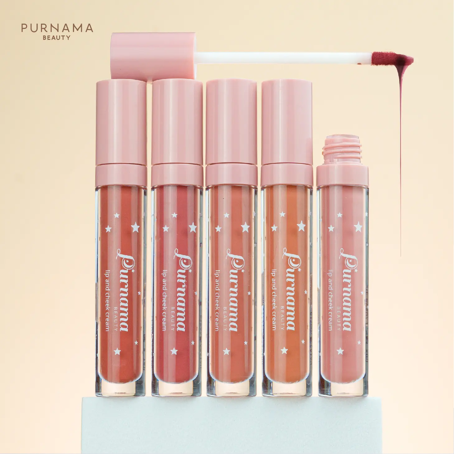 Purnama Lipstick lipcream lipgloss formula korea tahan lama & Blush on - Kosmetik Lesti Kejora - BPOM