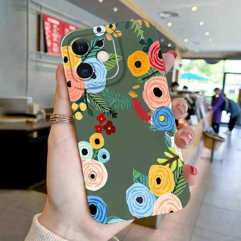 Soft Case For Redmi Note 9 10 4G 2021 2022 9C 9C NFC 8 9A 9AT 9A Sport 9T 9 Power Note 10 4G Note 10 5G Note Pro Note 11 4G Note 11 Pro Note 7 Note 7S Note 8 Note 8 Pro 9S Silicon TPU Indah Floral Lens Protective Migun Case 2
