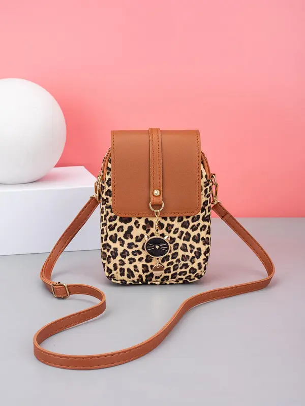 Fashion Leopard Pattern Crossbody Bag, Casual PU Leather Shoulder Bag for Women, Trendy Versatile High-quality Daily Commuting Bag, Girl Fashionable Bag 7