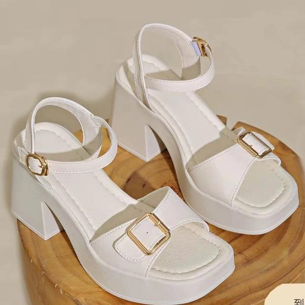 Sandal cao gót Đế xuồng PU cao 7 phân quai ngang gắn khóa T18